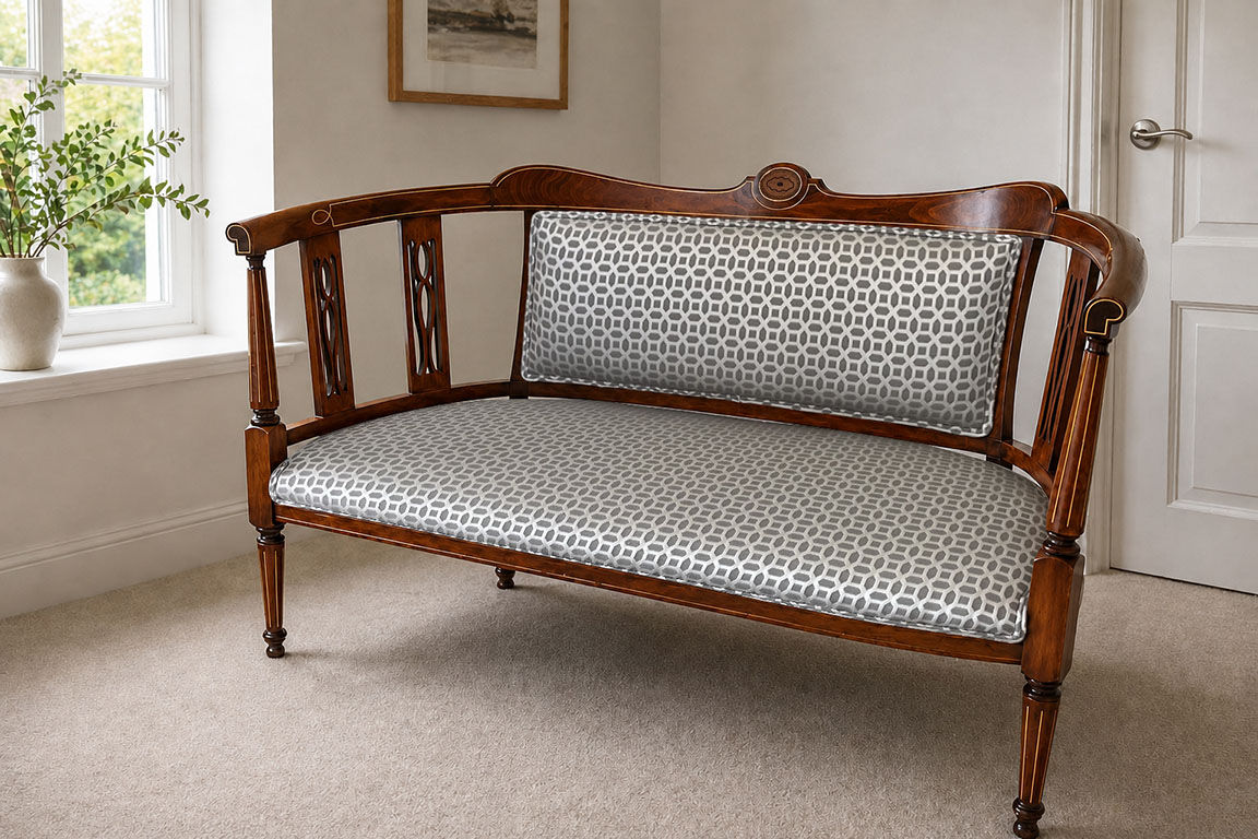 Edwardian Salon Settee Restoration & Upholstery in New Milton