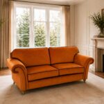 Roberts Upholstery Orange Velvet Sofa