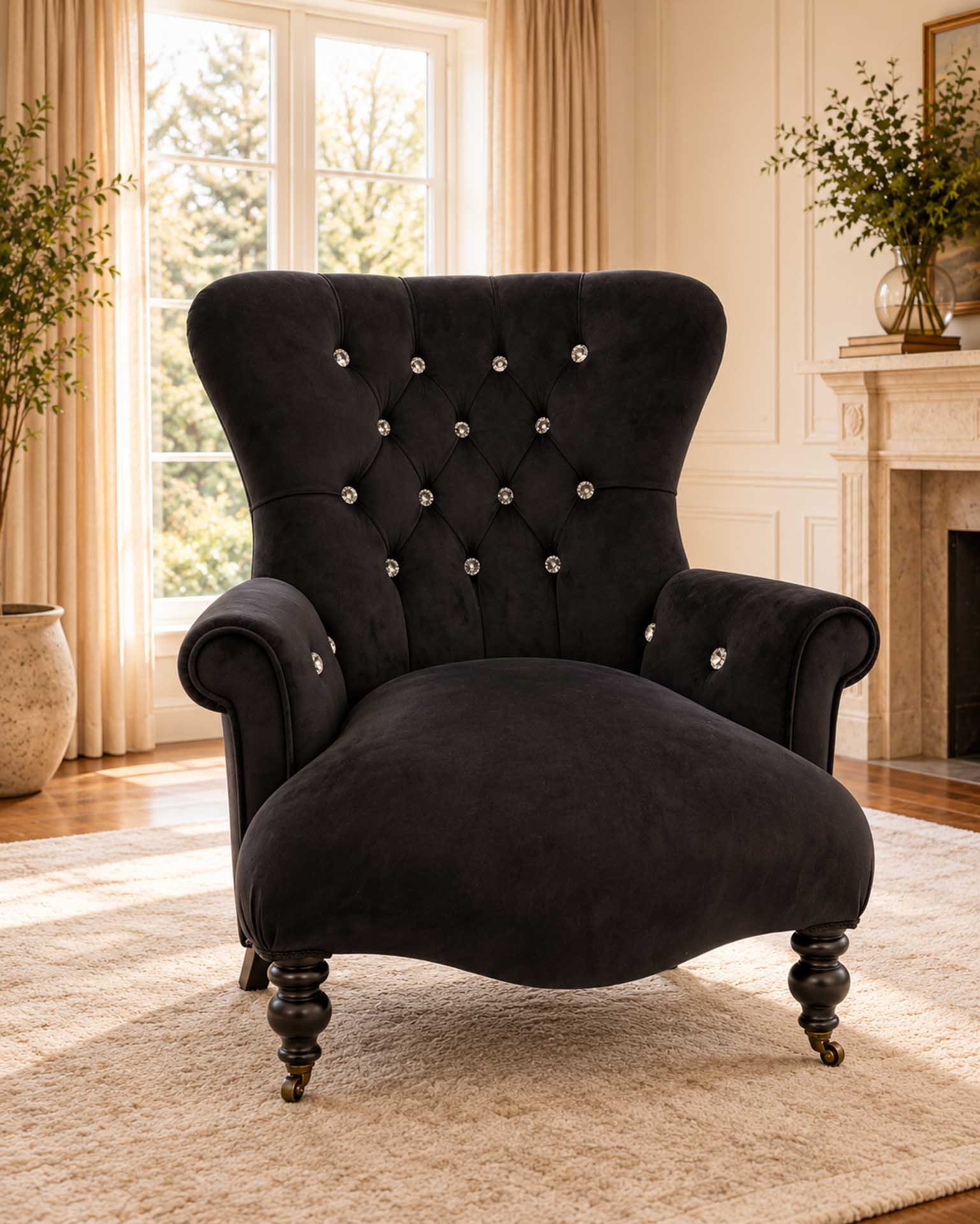 Luxury Black Velvet Chair